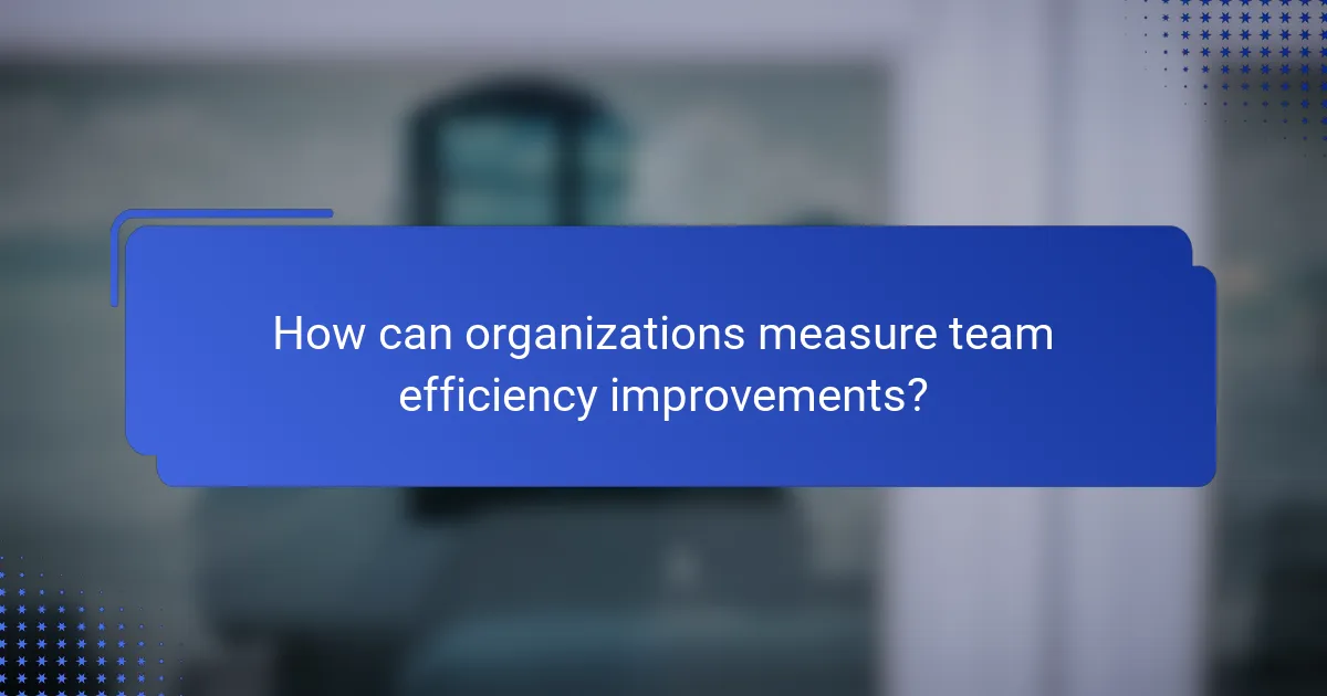 How can organizations measure team efficiency improvements?