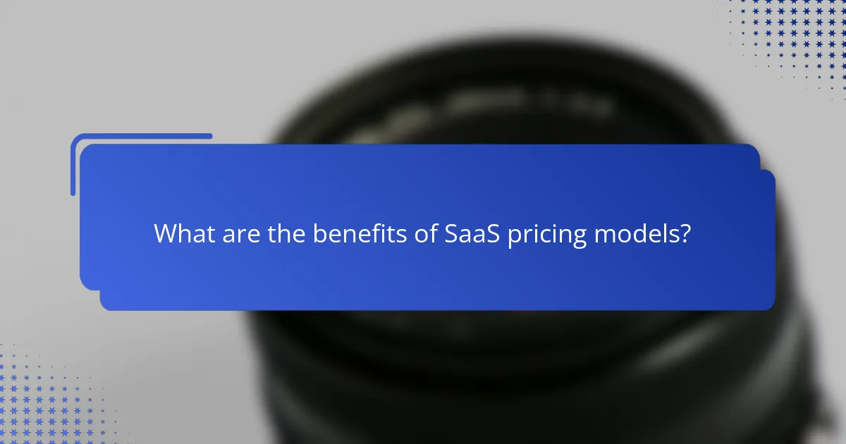 What are the benefits of SaaS pricing models?