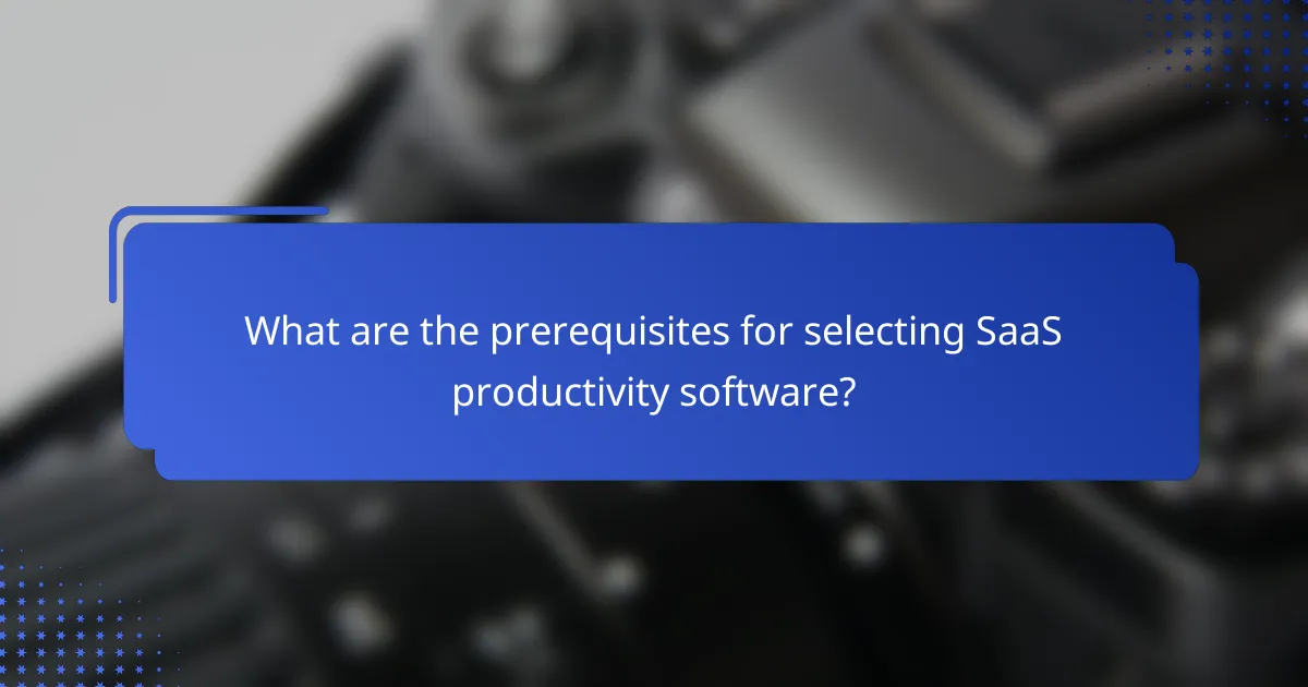 What are the prerequisites for selecting SaaS productivity software?